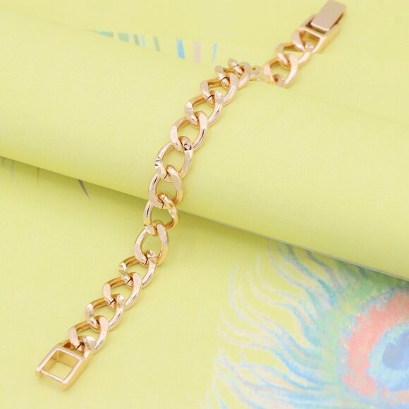 "Bold Textured Chain Rose Gold Bracelet in High Polish Finish, XPBL0993 - Picture 2 of 12